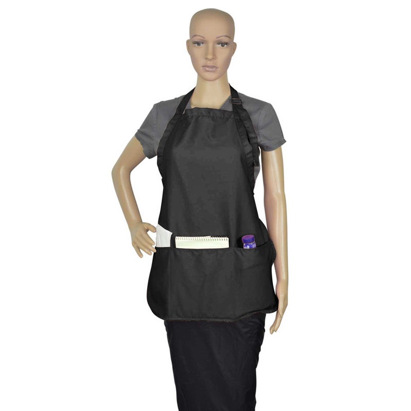 DALIX Apron Commercial Restaurant Home Bib Spun Poly Cotton Kitchen Aprons (3 Pockets) in Black 2 Pack - Image 4